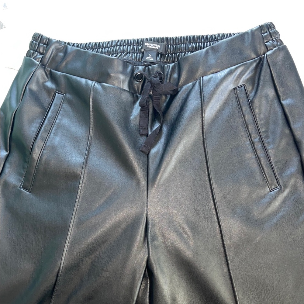 Black Faux Leather Vera Wang Pants